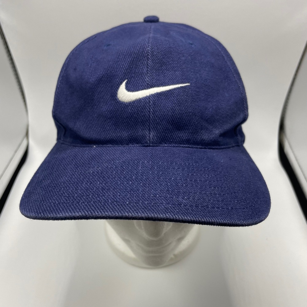 Nike Vintage Blue Swoosh Baseball Cap Hat Adjustable Cotton Strapback